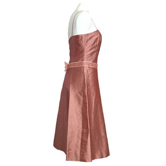 Vintage Midi Slip Dress Tailor Made Dusty Rose Pink Satiny Flare Midi Dress - Picture 5 of 15